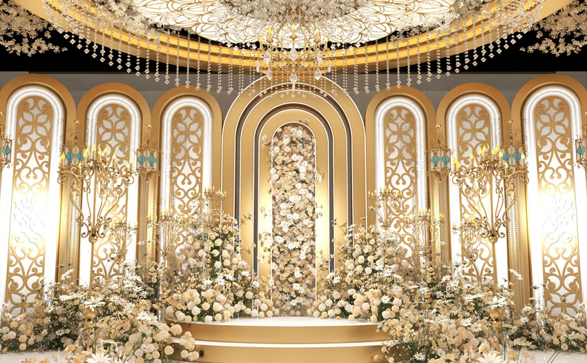 西区香槟色调婚礼堂效果展示